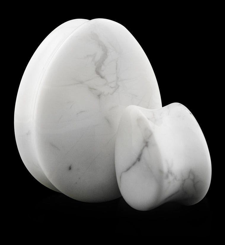 White Howlite Stone Teardrop Plugs