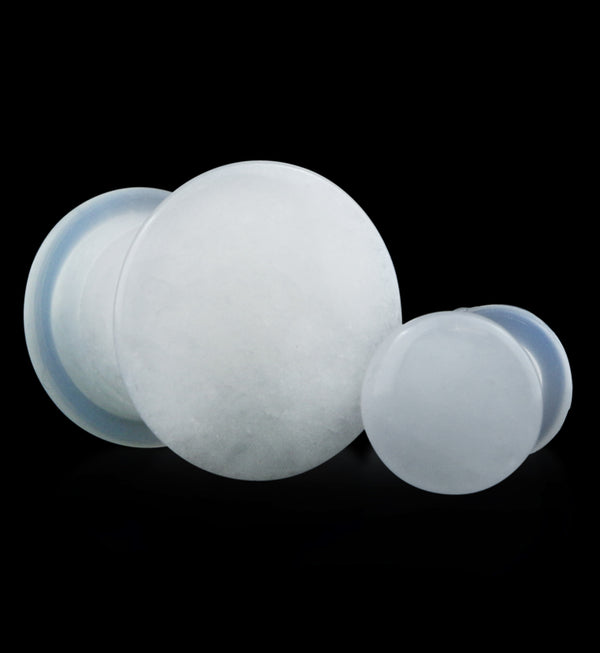 White Quartz Stone Plugs - Single Flare