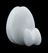 White Jade Teardrop Stone Plugs