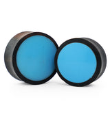 Areng Wood Plugs With Blue Resin Inlay