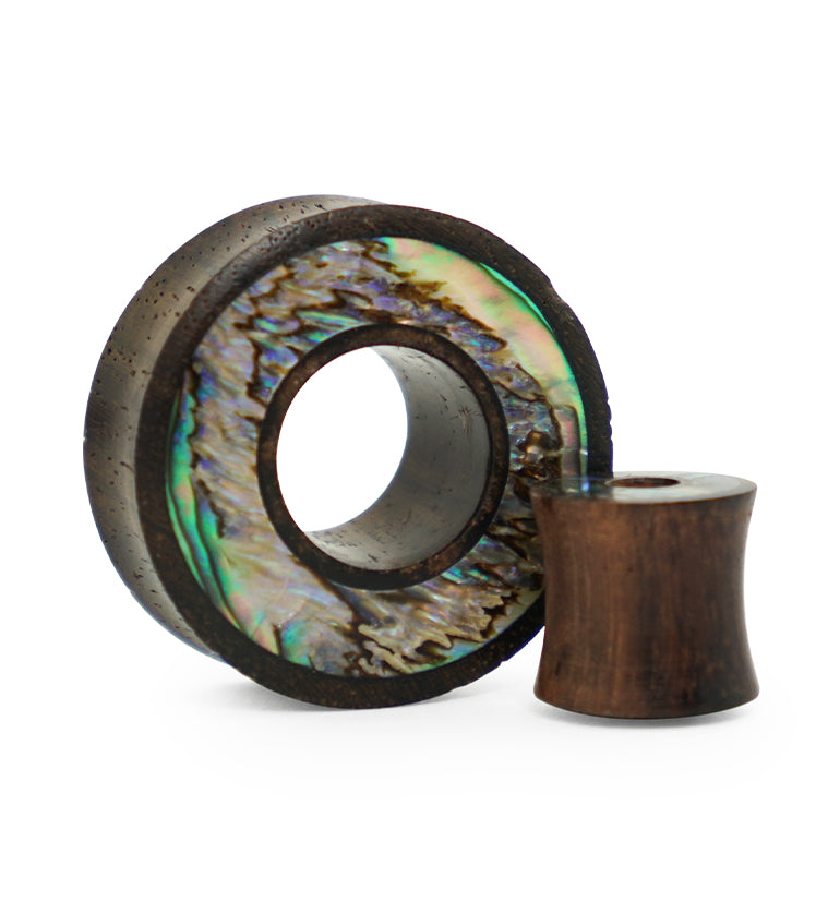 Sono Wood Tunnel Plugs With Abalone Shell Inlay