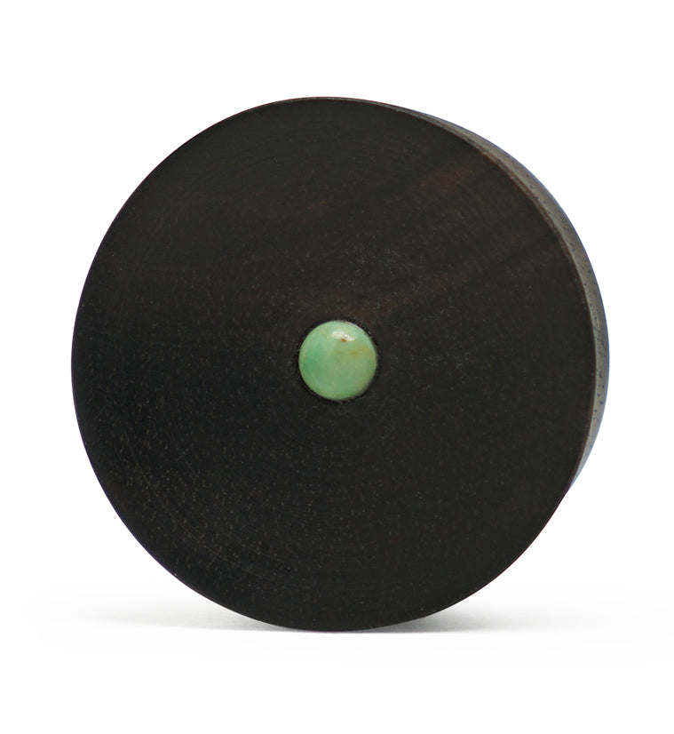 Areng Wood Plugs with Green Turquoise Inlay