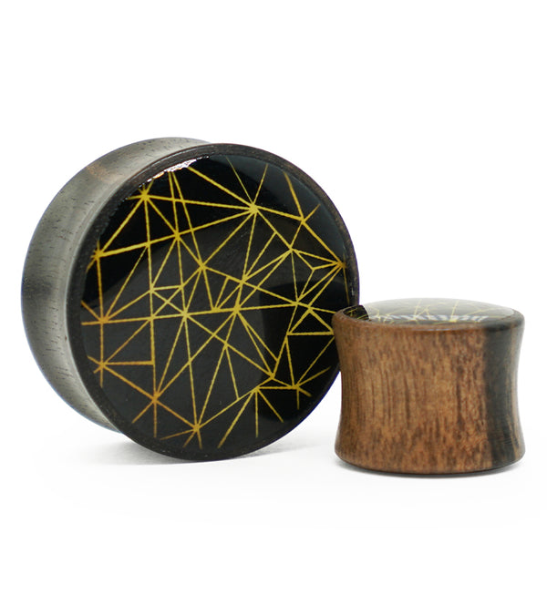 Areng Wood Plugs with Geometric InlayAreng Wood Plugs with Geometric Inlay