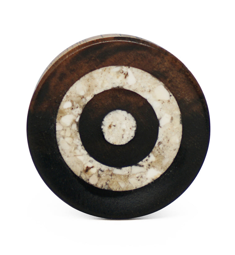 Areng Wood Plugs With White Target Stone Inlay