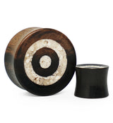 Areng Wood Plugs With White Target Stone Inlay