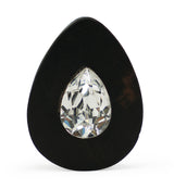 Areng Wooden Teardrop Plugs with Teardrop Swarovski CZ Inlay