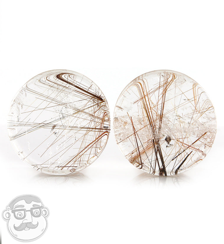 Rutilated Quartz Stone Plugs 1 Inch (25mm)