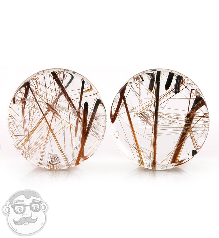 Rutilated Quartz Stone Plugs 1 Inch (25mm)