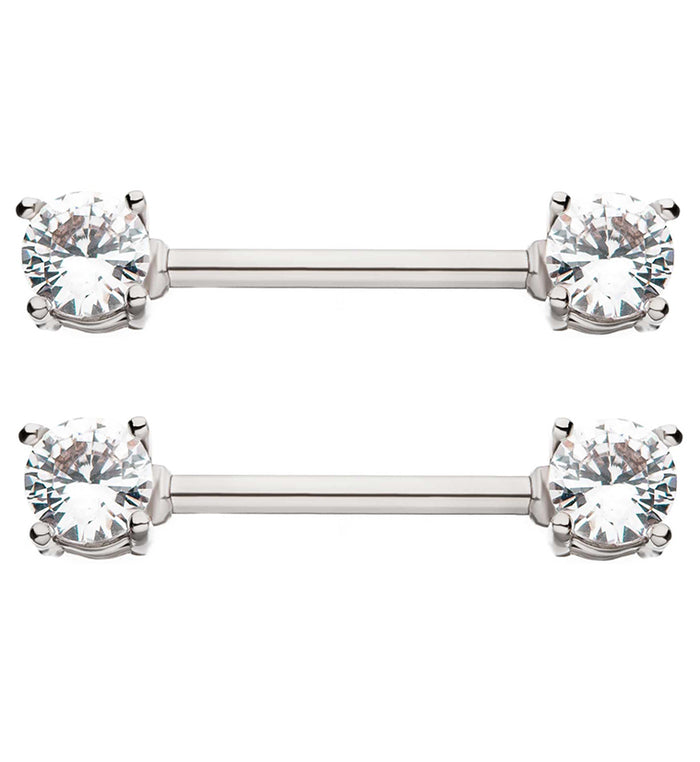 14G Double Gem Nipple Ring Barbell UrbanBodyJewelry