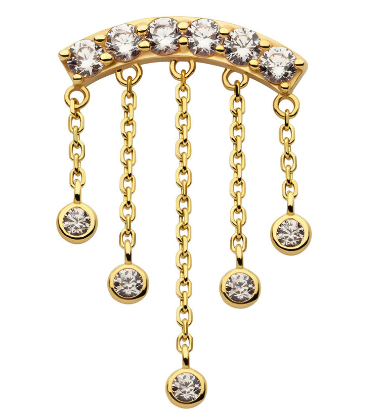 14kt Gold Arch Dangle CZ Chains Threadless Top