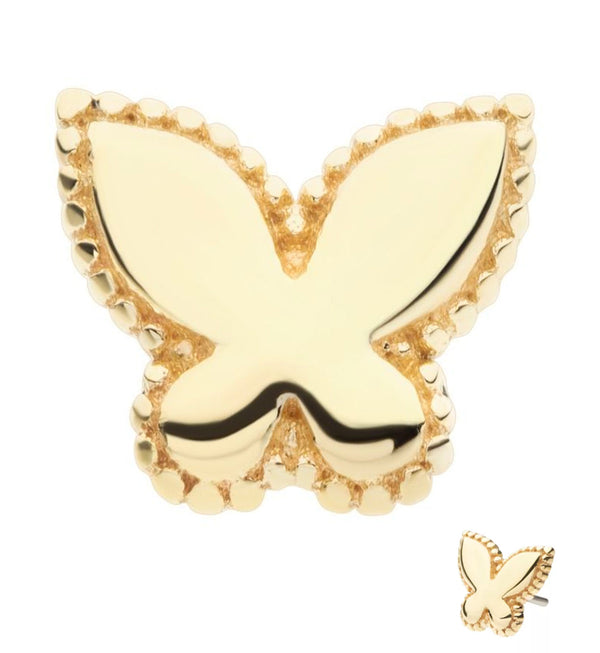 14kt Gold Beaded Butterfly Stainless Steel Threadless Top