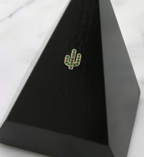 14kt Gold Beaded Cactus Emerald CZ Threadless Top