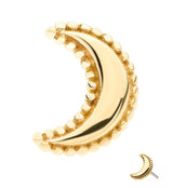 14kt Gold Beaded Half Moon Stainless Steel Threadless Top