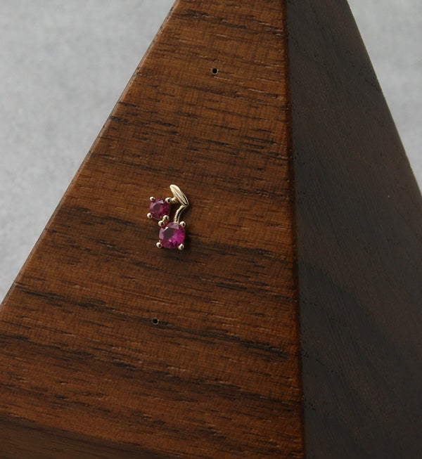 14kt Gold Cherry Fuchsia CZ Threadless Top