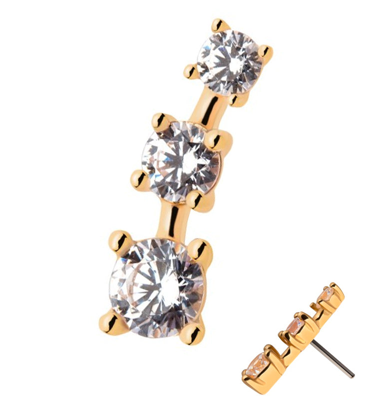 14kt Gold Cluster Prong CZ Gem Threadless Top