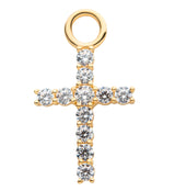 14kt Gold Cross Clear CZ Charm