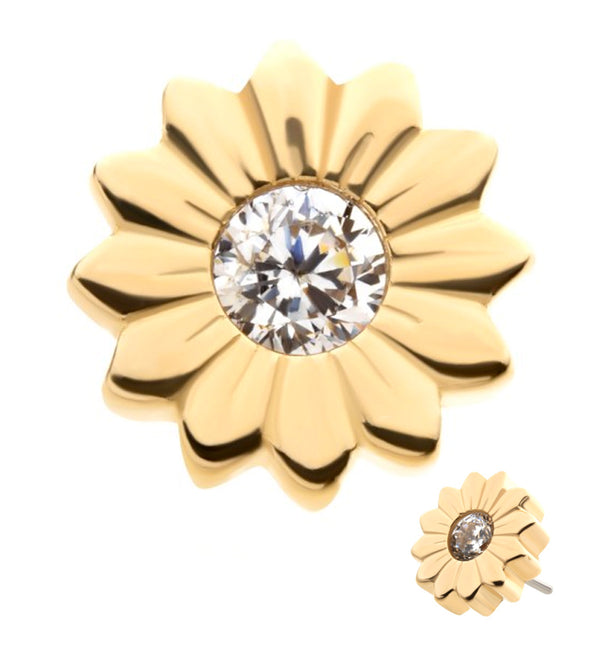 14kt Gold Daisy CZ Threadless Top