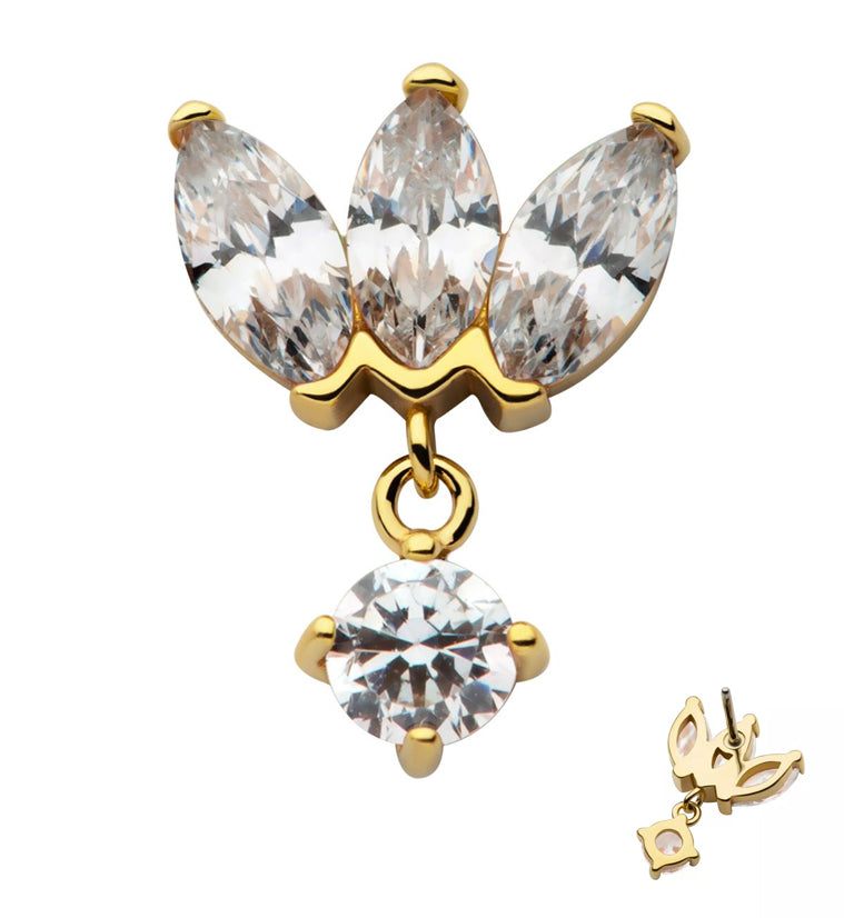 14kt Gold Empress Dangle CZ Threadless Top