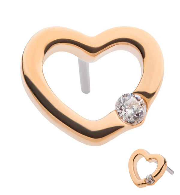 14kt Gold Heart Clear CZ Threadless Top