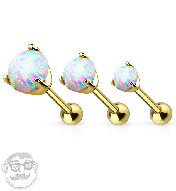 16G 14kt Gold Opalite Tragus / Cartilage Barbell