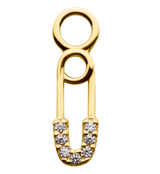 14kt Gold Safety Pin CZ Charm