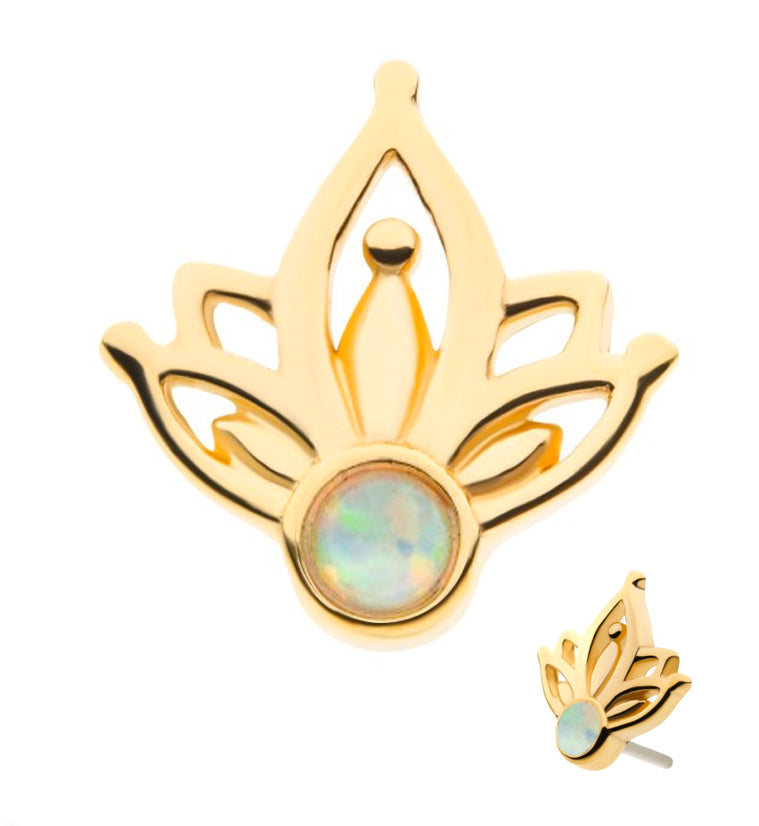 14kt Gold Sepal White Opalite Threadless Top