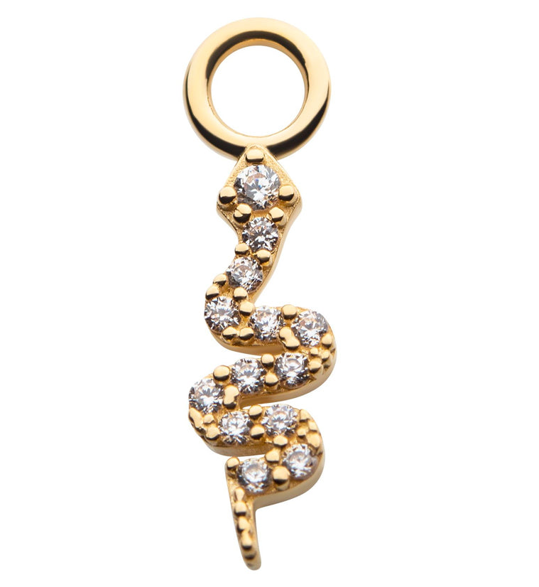 14kt Gold Snake Clear CZ Charm