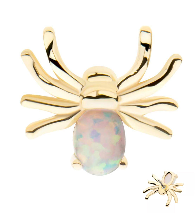 14kt Gold Spider White Opalite Threadless Top