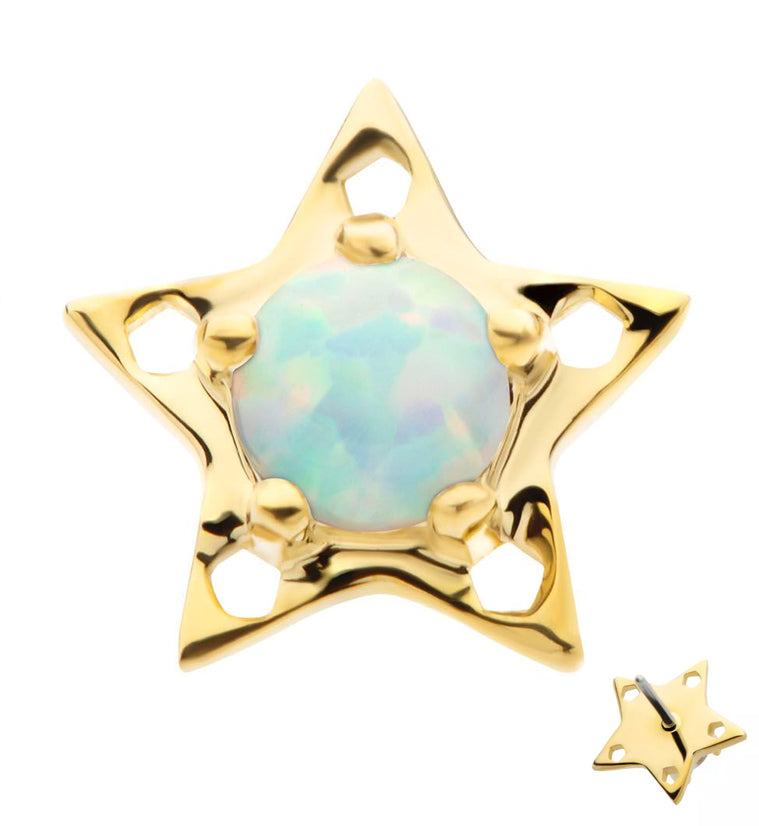 14kt Gold Star White Opalite Threadless Top