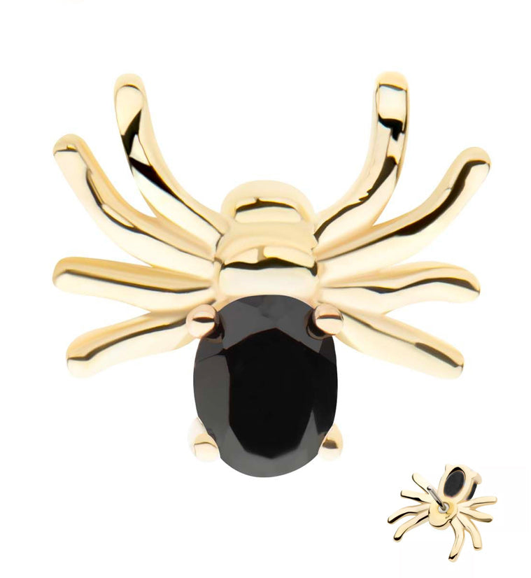 14kt Gold Spider Black CZ Threadless Top