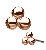 14kt Rose Gold Trinity Ball Threadless Top