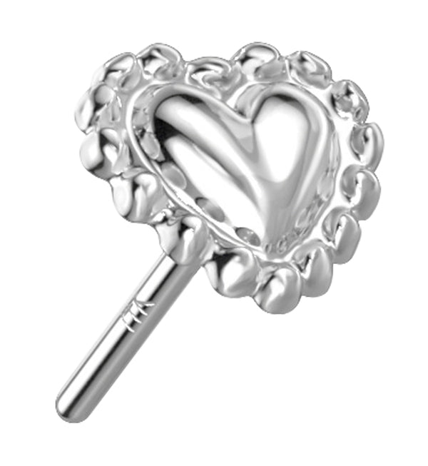 14kt White Gold Banded Heart Threadless Top