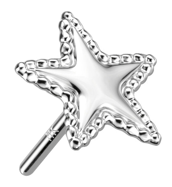 14kt White Gold Beaded Star Threadless Top