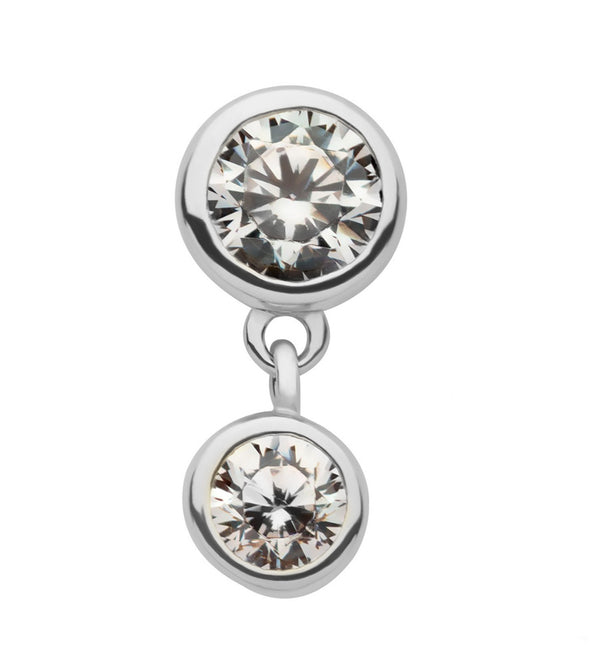 14kt White Gold Bezel Dangle Round CZ Threadless Top