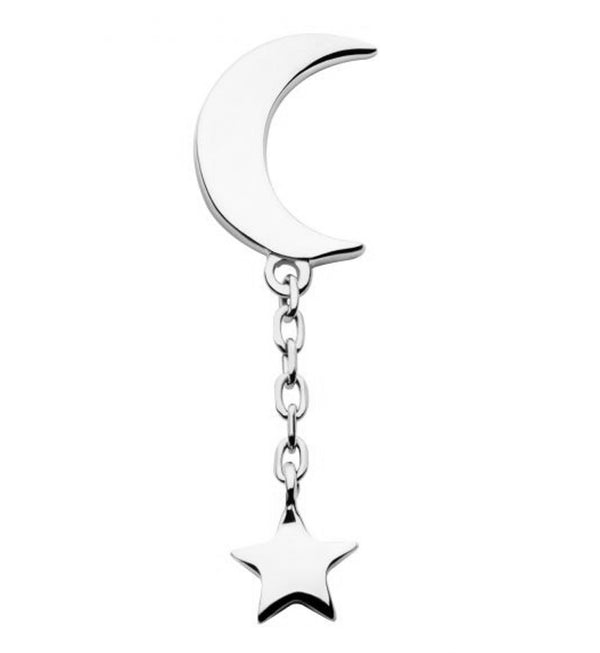 14kt White Gold Crescent Moon Dangle Star Threadless Top