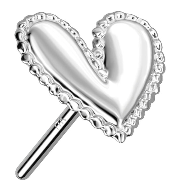 14kt White Gold Dainty Heart Threadless Top