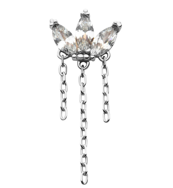 14kt White Gold Empress Clear CZ Dangle Chain Threadless Top