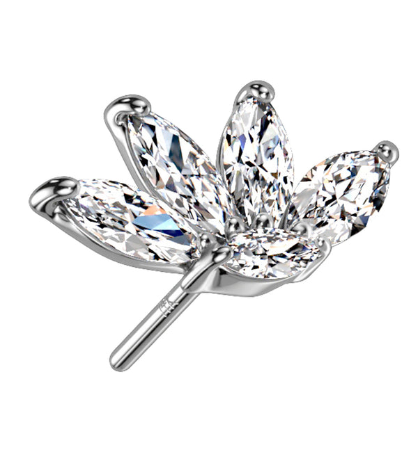 14kt White Gold Half Flower CZ Threadless Top