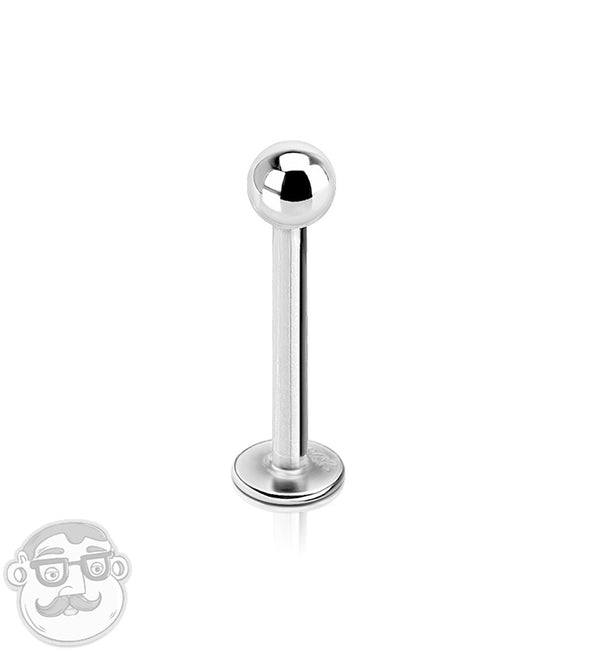 16G 14kt White Gold Flat Back Labret Post