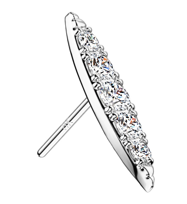 14kt White Gold Oblong CZ Threadless Top