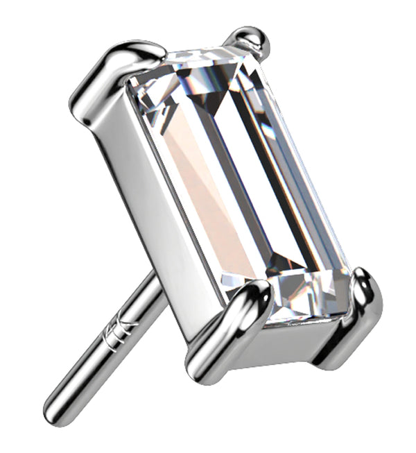 14kt White Gold Rectangle CZ Threadless Top