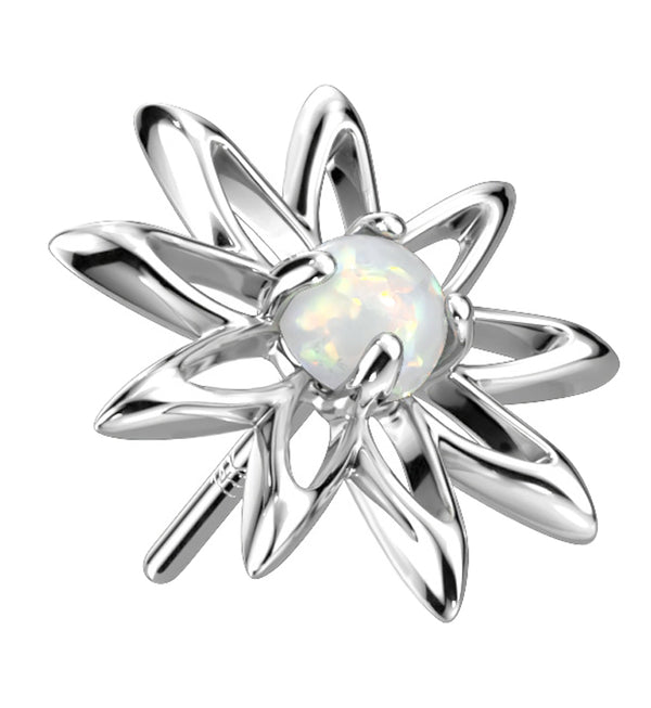 14kt White Gold Sunflower White Opalite Threadless Top