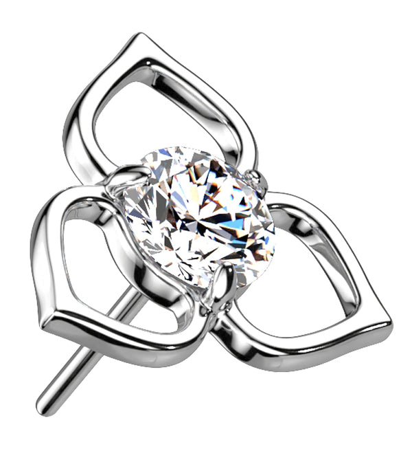 14kt White Gold Tri Petal CZ Threadless Top