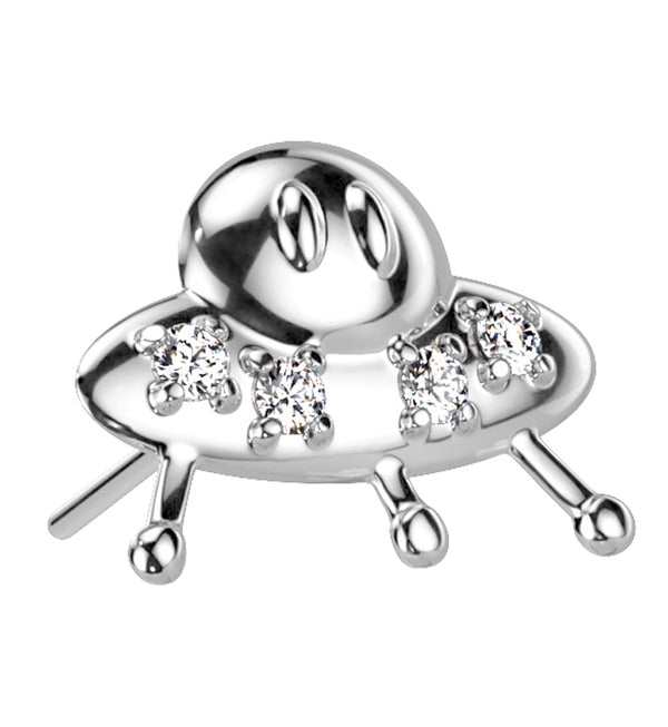 14kt White Gold UFO CZ Threadless Top