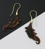 18G Feather Brass Wood Hangers / Earrings