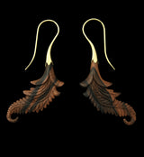 18G Feather Brass Wood Hangers / Earrings