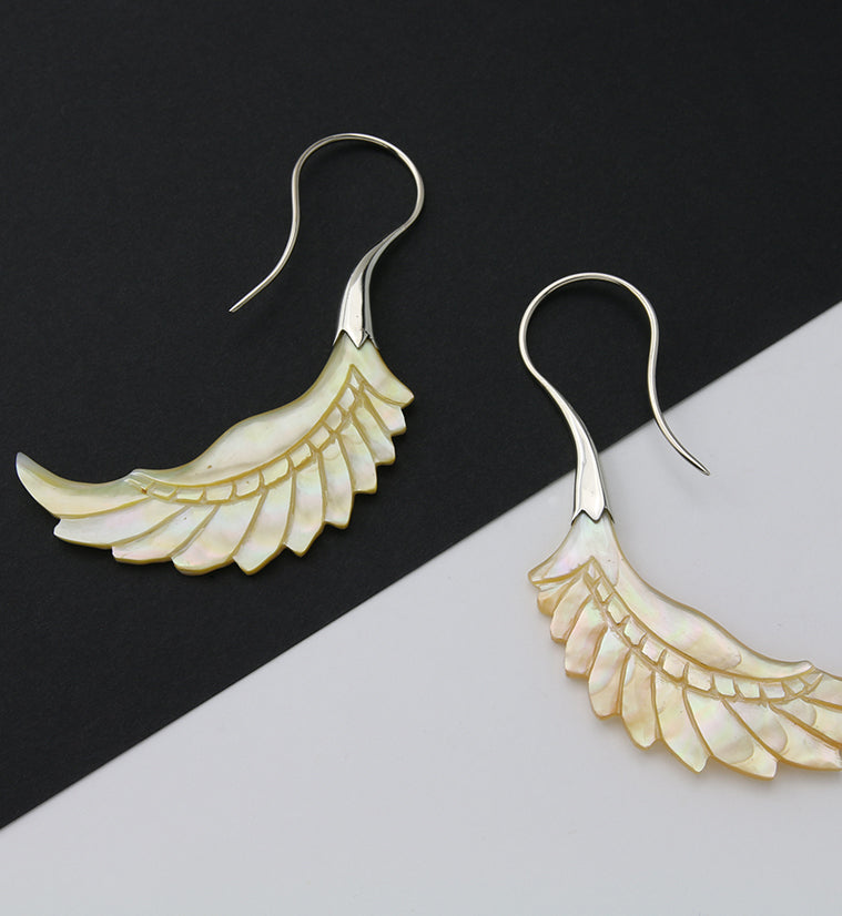 18G Pinion White Brass MOP Hangers / Earrings