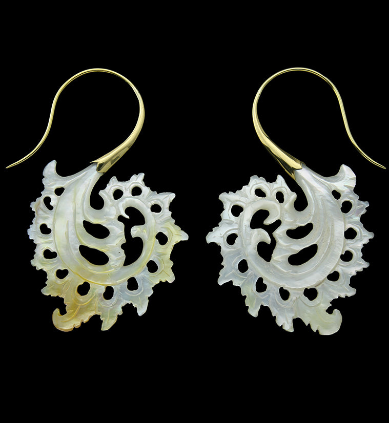 18G Plume Brass MOP Hangers / Earrings