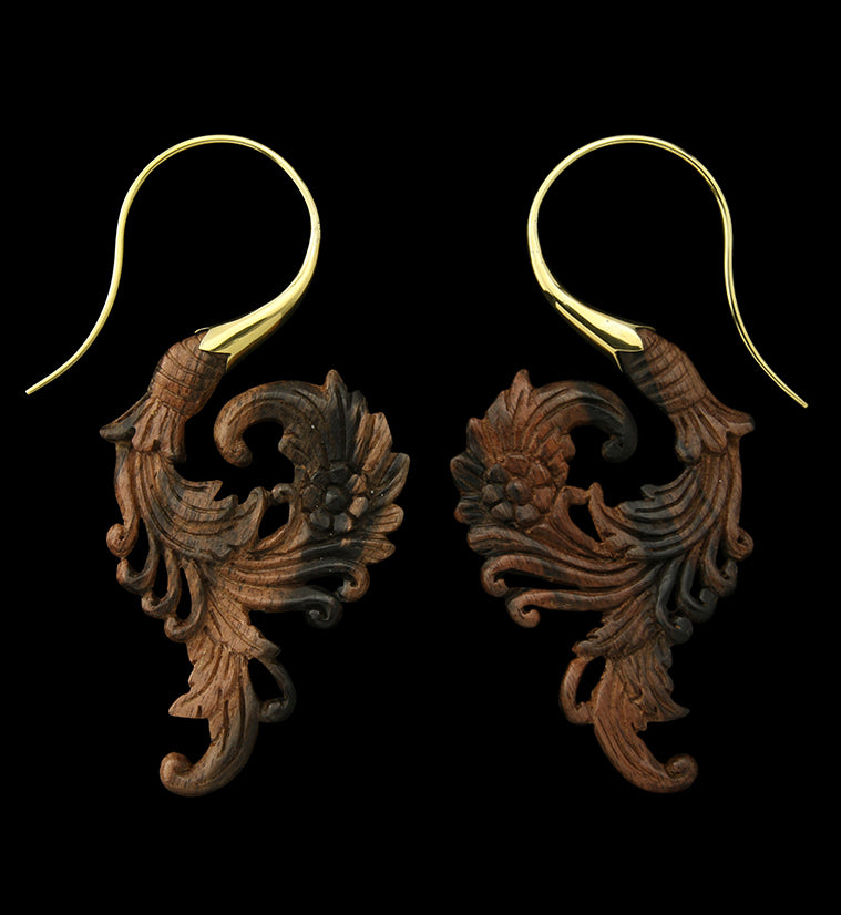 18G Sprig Brass Wood Hangers / Earrings