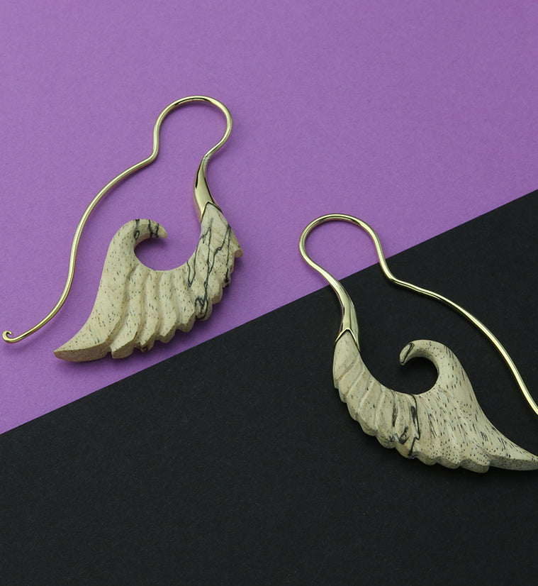 18G Cherub Wing Brass Tamarind Wood Hangers / Earrings